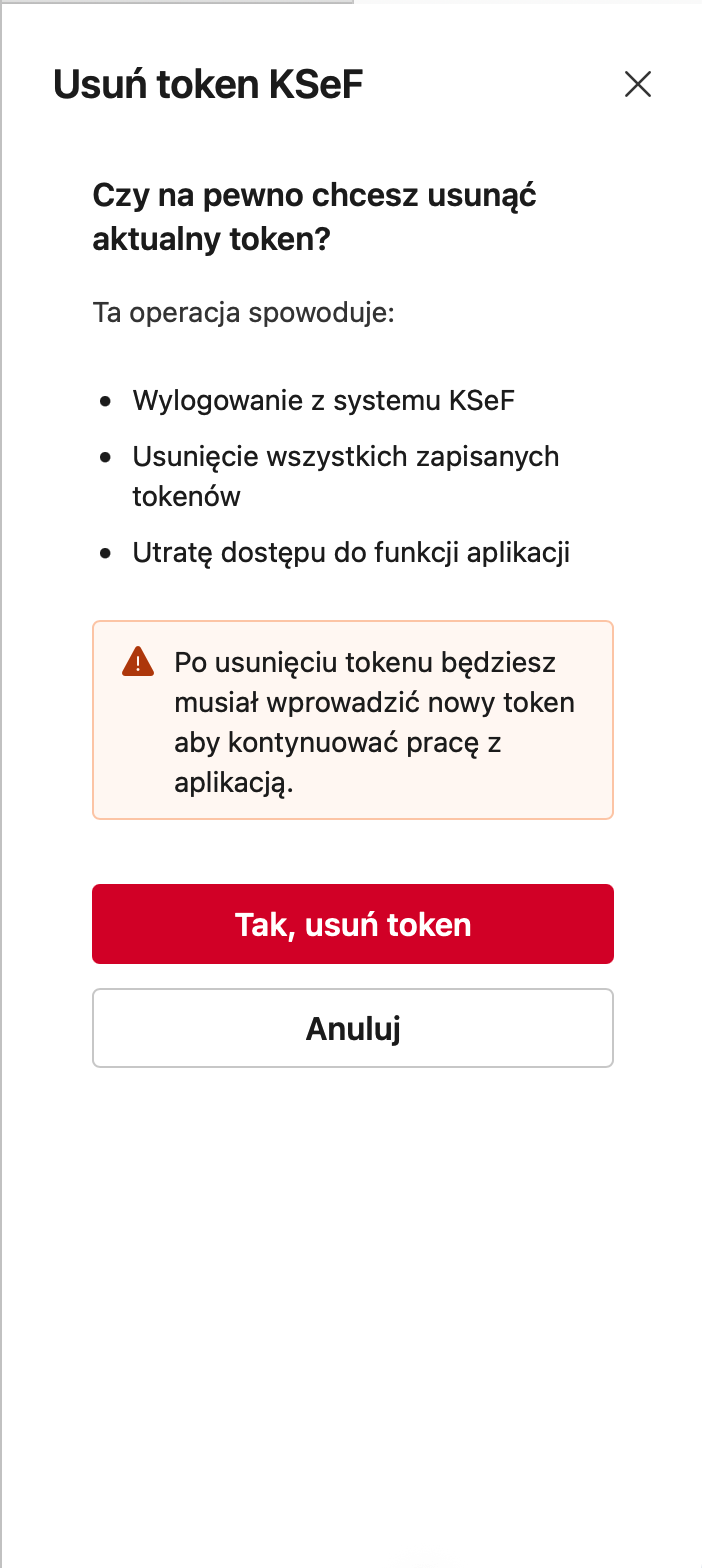 Zarządzanie tokenem - usuwanie
